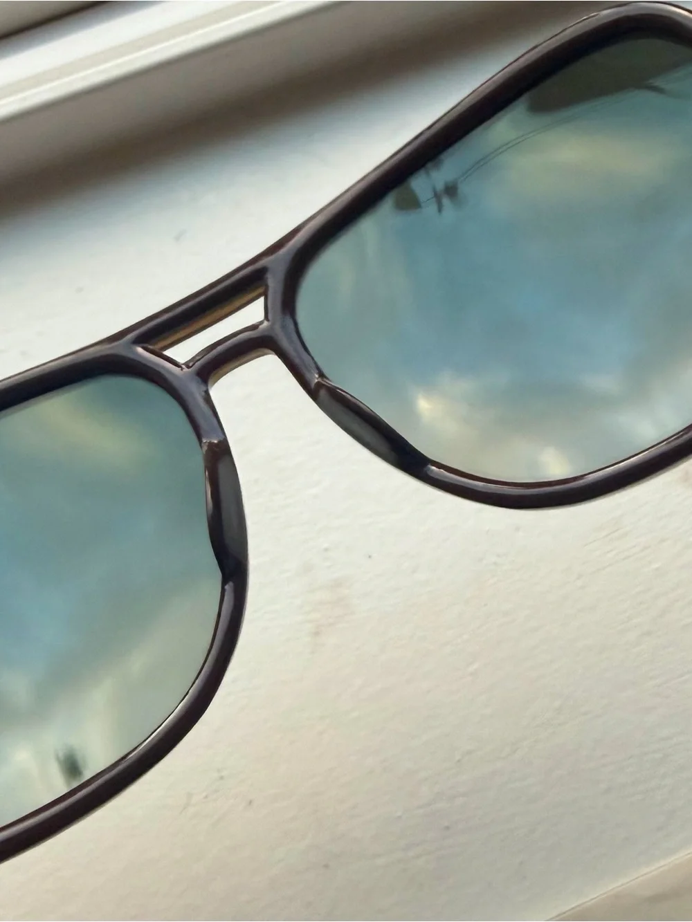 Vintage 70s 80s Japan Oversized Mirrored Aviator Sunglasses Brown Mustard